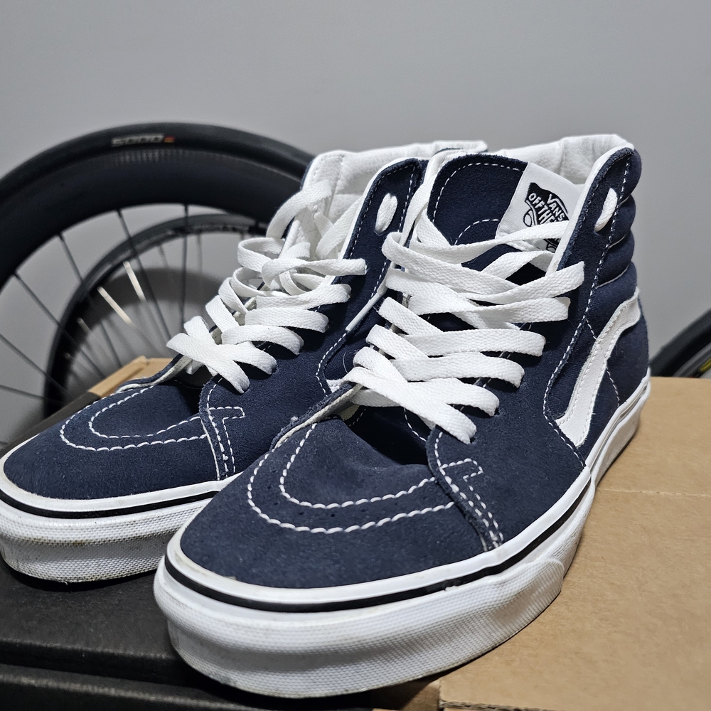 Vans Blue and White High-Top Sneakers